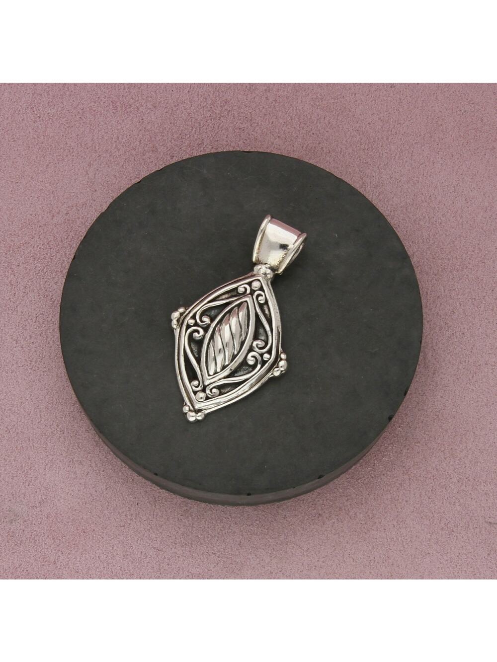 taxco mexico sterling silver vintage scroll marquise shape pendant